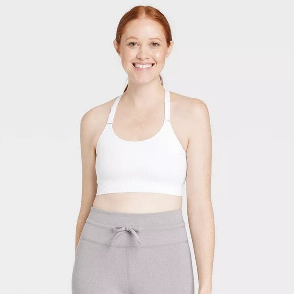 Women's Seamless Medium Support Cami Sports Bra - All In Motion™ White M - Picture 1 of 5